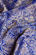 Handwoven Dark Blue Katan Silk Kadhwa Brocade Fabric