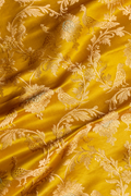 Satin Silk Kadhwa Brocade Fabric in Mustard