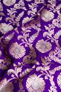 Handwoven Purple Pure Katan Silk Brocade Fabric