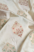 Handwoven Ivory Cotton Fabric with Multicolour Buti