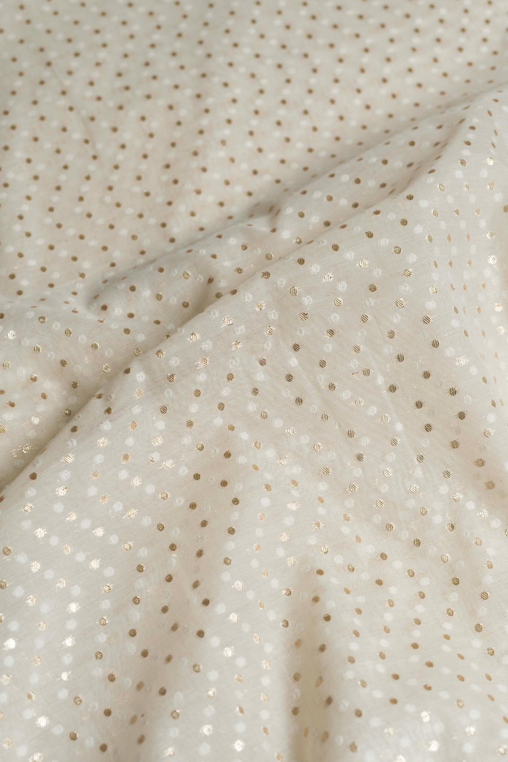 Handwoven Cotton Fabric with Polka Dots
