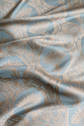 Pure Katan Silk Kadhwa Brocade Fabric in aqua blue