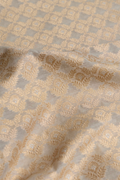 Handwoven Cream Cotton Fabric with Gold Zari