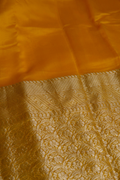 Handwoven Munga Silk Fabric with Gold Floral and Geometric Border