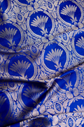 Pure Katan Silk Kadhwa Brocade Fabric in blue