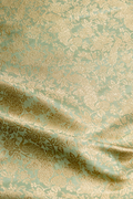 Pure Katan Silk Kadhwa Brocade Fabric in Sea green with Peacock Motifs