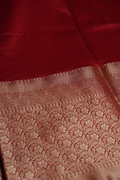 Handwoven Munga Silk Fabric with Gold Floral and Geometric Border