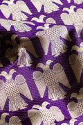 Handwoven Purple Katan Silk Kadhwa Brocade Fabric with Peacock Motifs