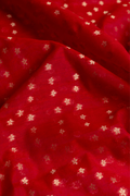 Handwoven Red Cotton Fabric with Gold Floral Buti