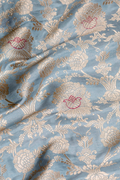 Handwoven Aqua Blue Katan Silk Kadhwa Jaal Brocade Fabric