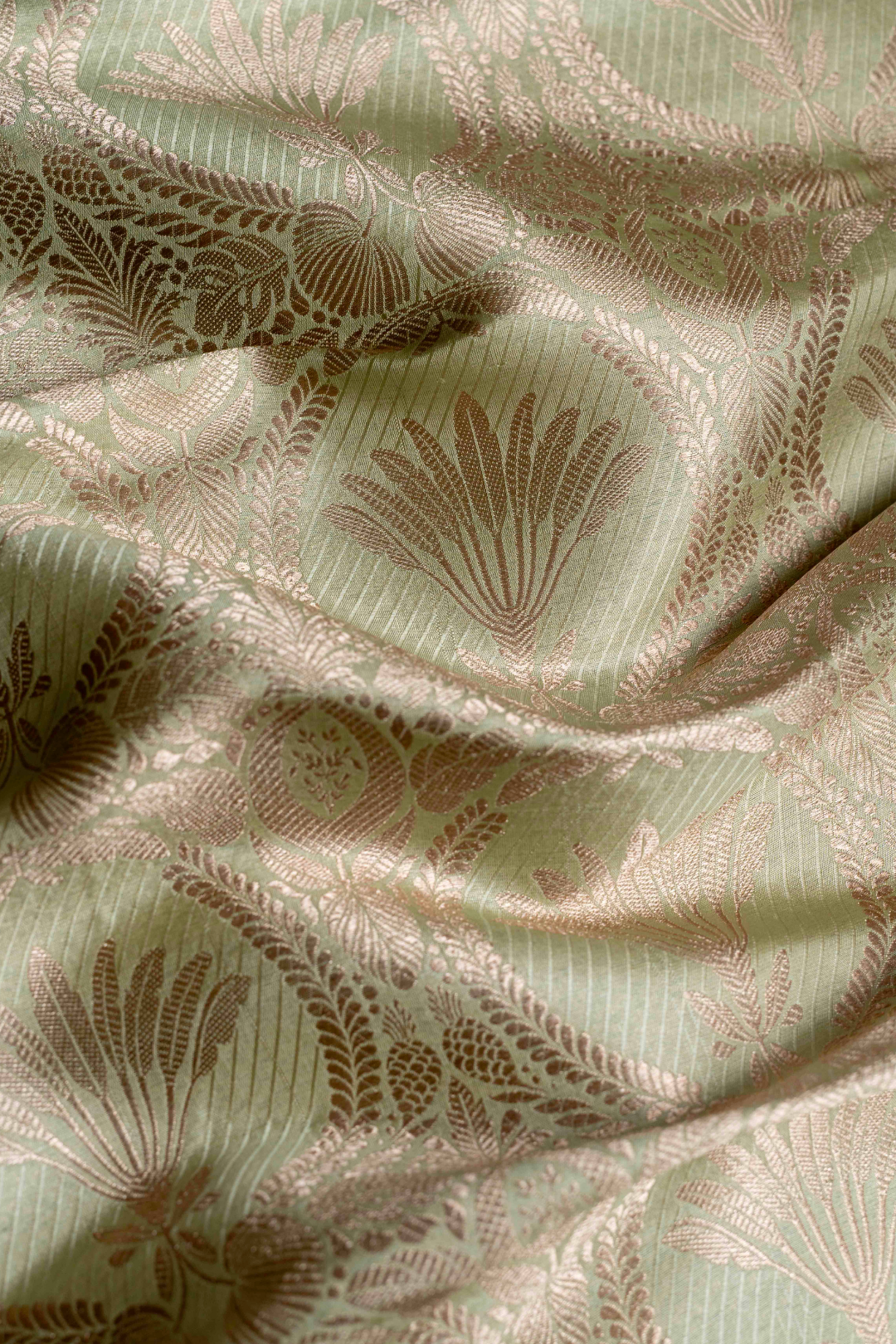 Pure Katan Silk Kadhwa Brocade Fabric in Sea Green